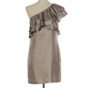 Silk Banana Republic One-Shoulder Ruffle Dress